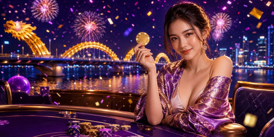 Người chơi tham gia game bài neon tại Đà Nẵng về đêm